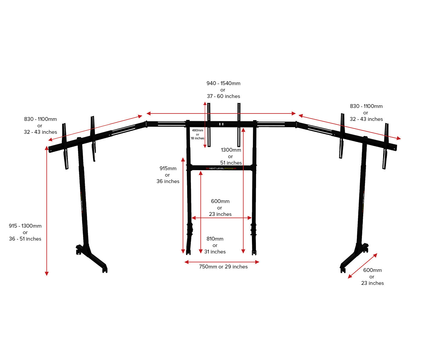 Free Standing Triple Monitor Stand