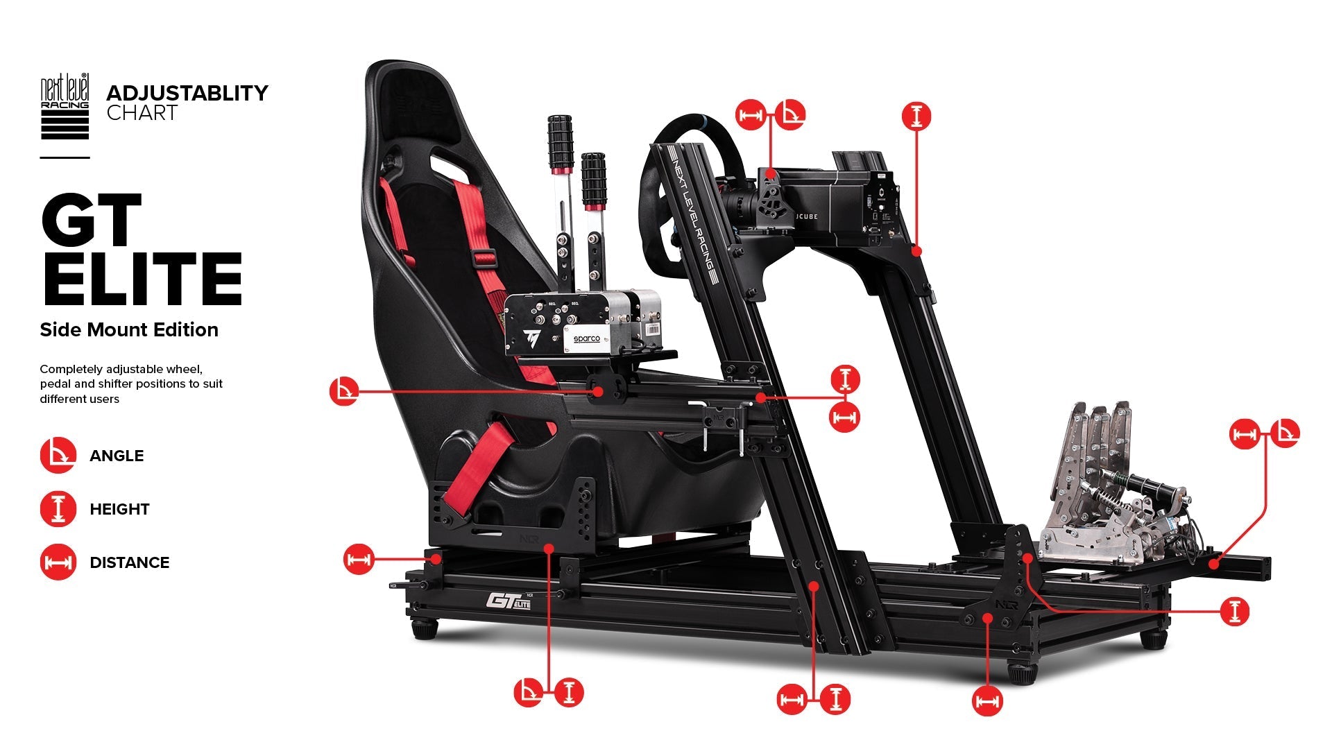 GTElite Aluminium Simulator Cockpit - Front and Side Mount Edition
