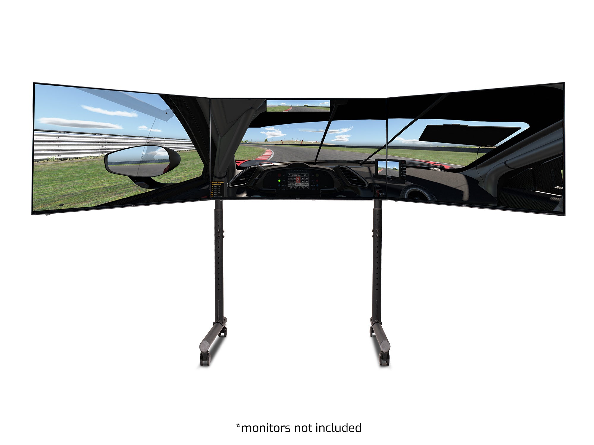 Round Tube Freestanding Triple Monitor Stand